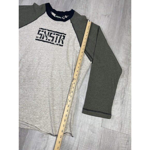 Vtg Y2K Thermal Shirt Mens 2XL BrownCross SNSTR Cyber Grunge Punk Waffle U - Picture 5 of 9